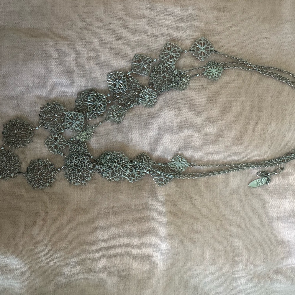 New York & Company Silver Necklace with Intricate Design